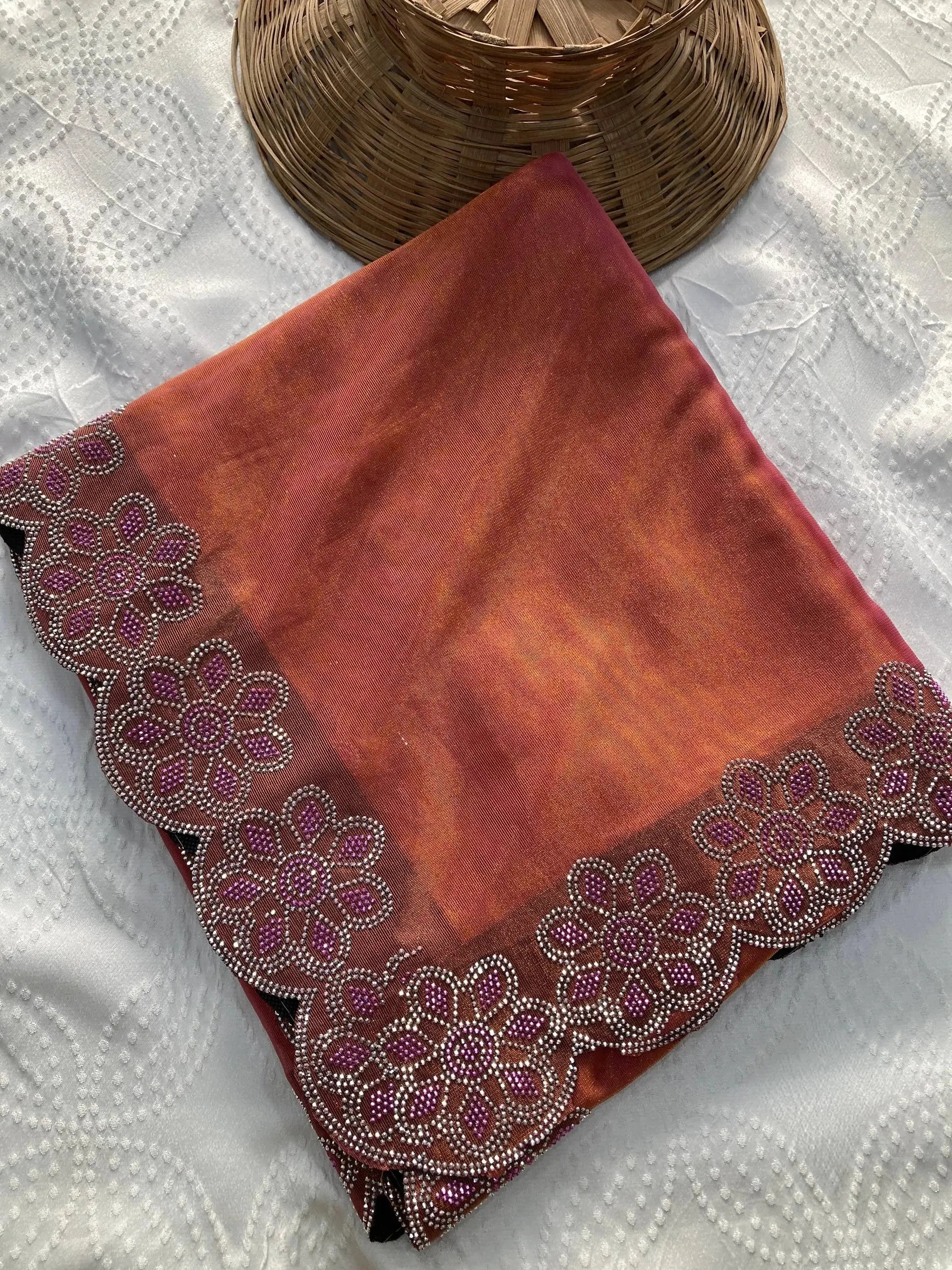 Pink Swarovski Work Fendy Soft Net Saree – Kalyanja